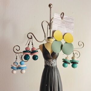 3/$25 Colorful Handmade Statement Earrings Set